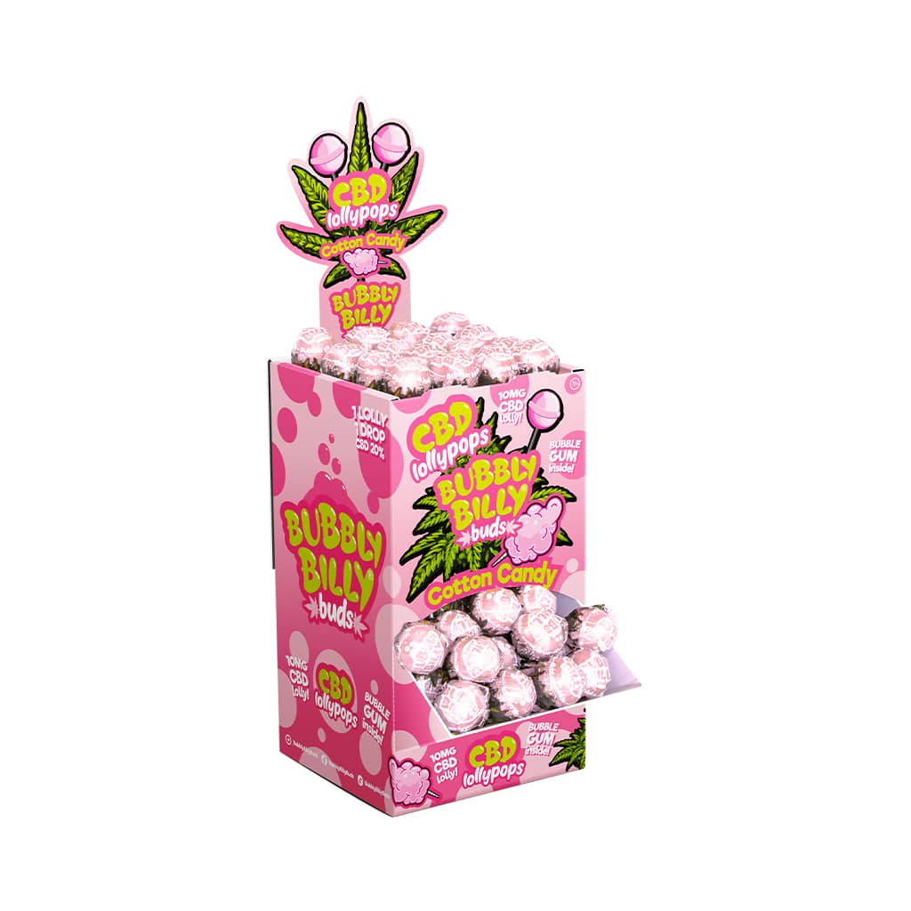 Multitrance Bubbly Billy Buds CBD Cola Kiss Lollypops — Box of 100