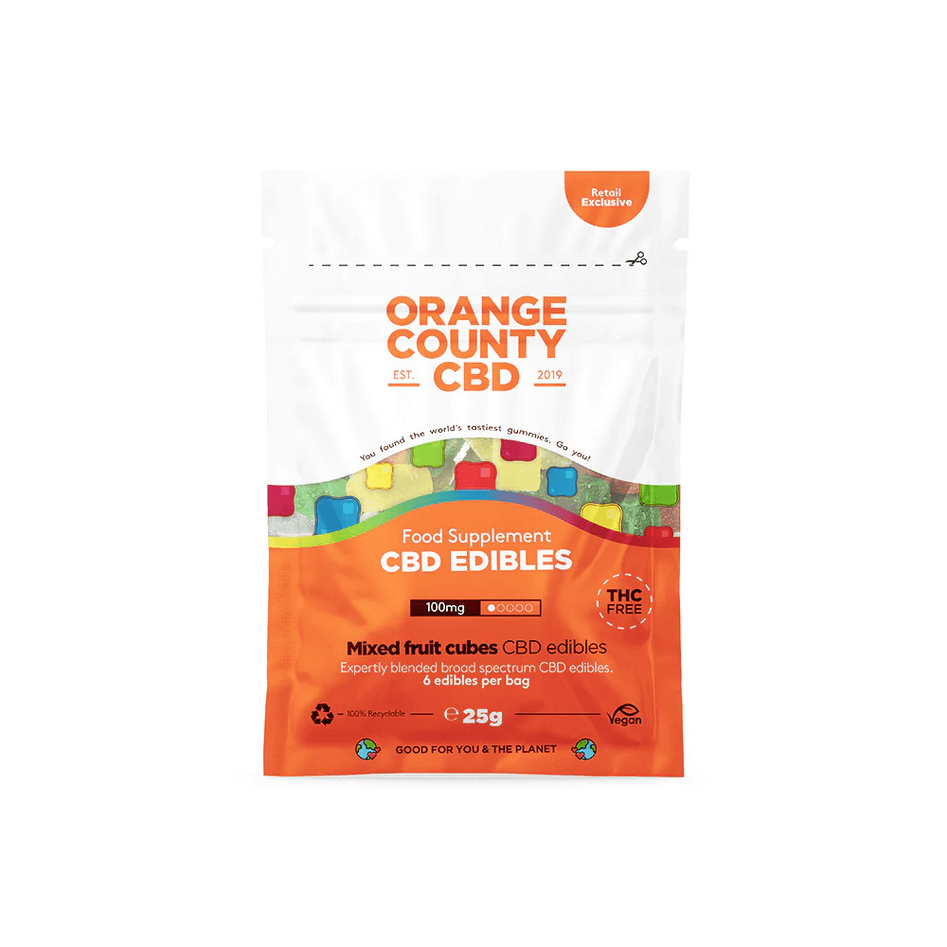 Orange County CBD Gummies 100mg — Mixed Fruit Cubes