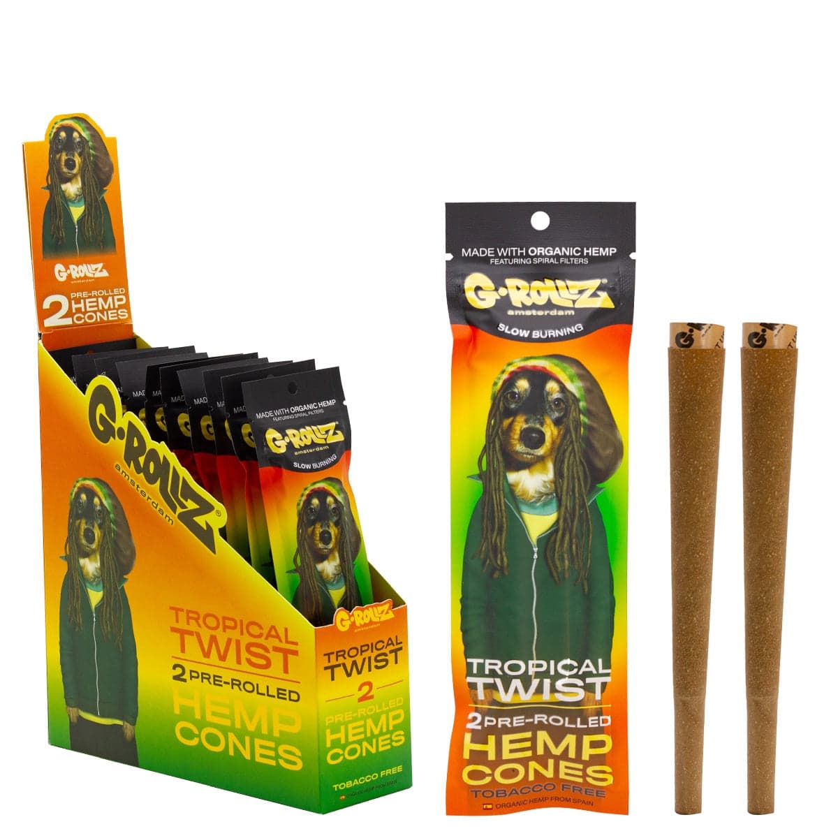 G-Rollz 2 Pre-Rolled Hemp Cones — Box of 12 — Tropical Twist