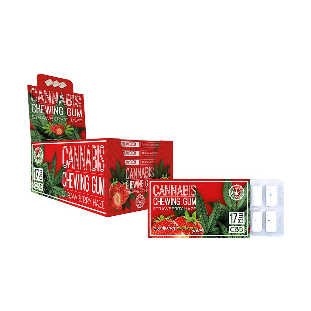 Multitrance Cannabis CBD Chewing Gum 17mg — Box of 24 — Strawberry Haze