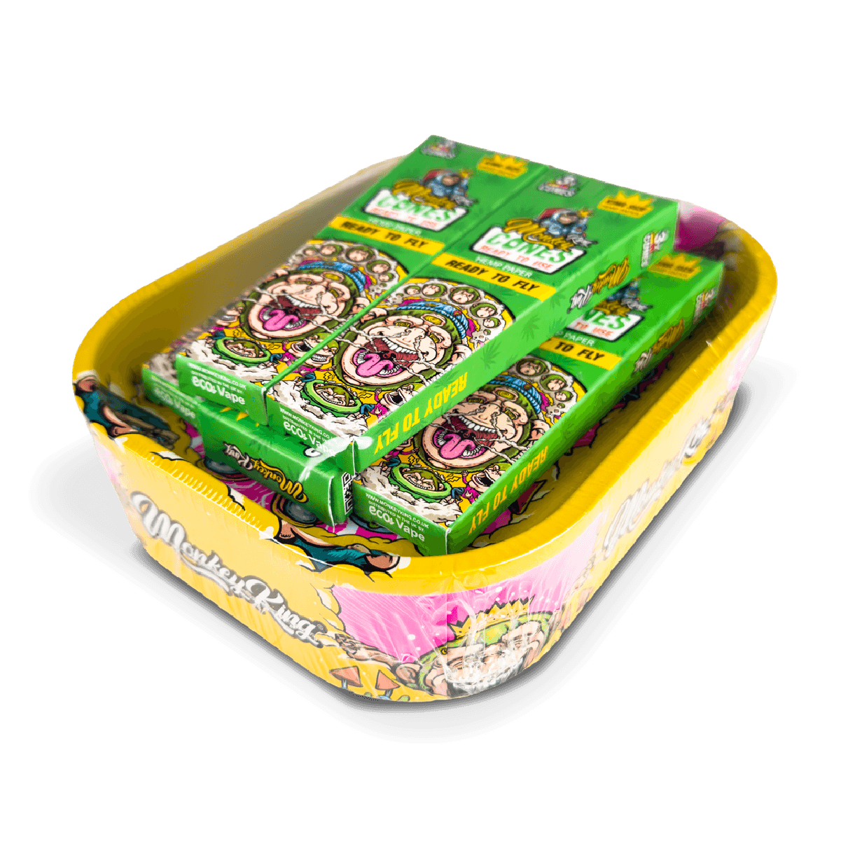 Monkey King Rolling Tray Box + Hemp Cones