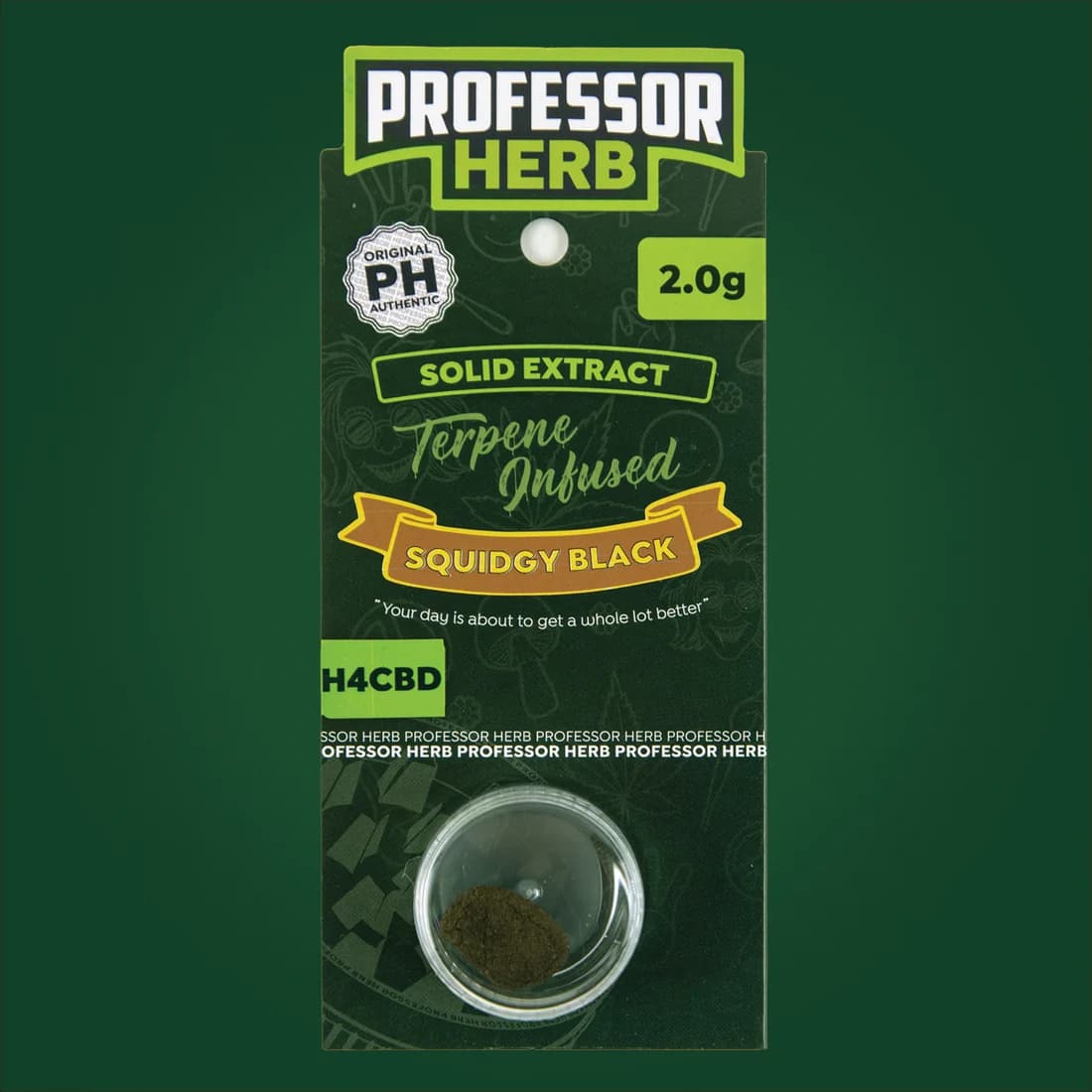 Professor Herb H4CBD Solid Extract 2.0g in Squidgy Black, showing the H4CBD flash near the bottom of the pack