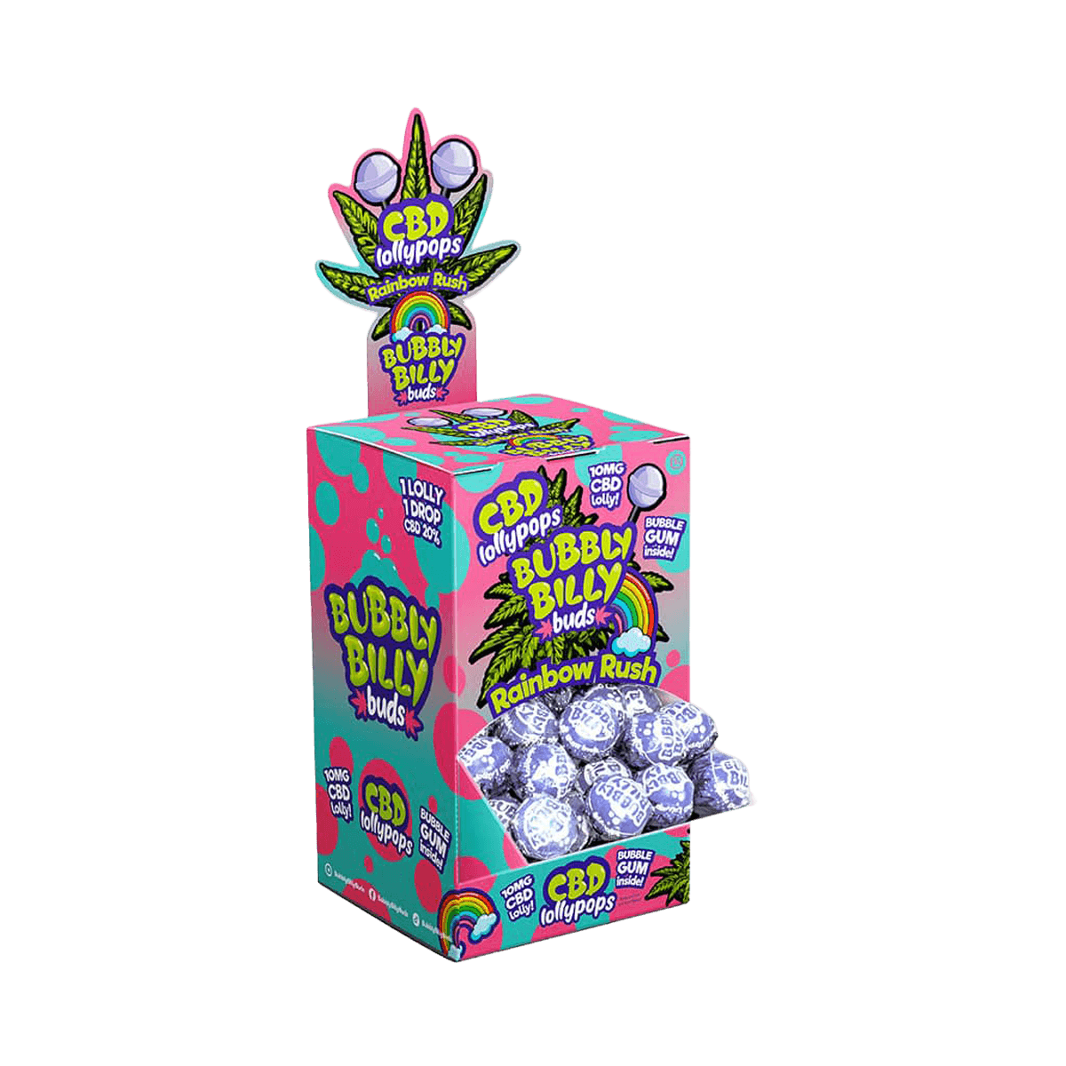 Bubbly Billy Buds CBD Lollipops — Box of 100 — Rainbow Rush
