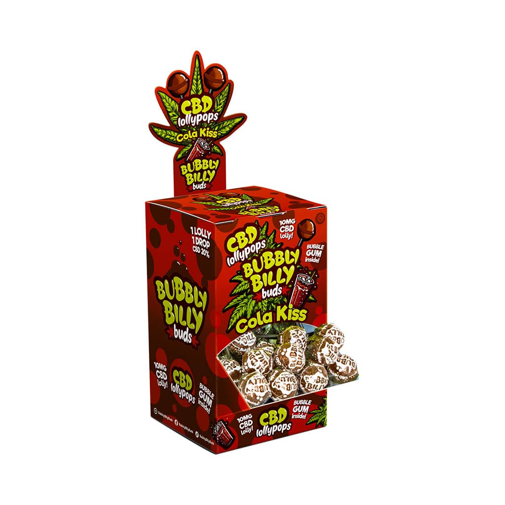 Multitrance Bubbly Billy Buds CBD Blue Raspberry Lollypops — Box of 100