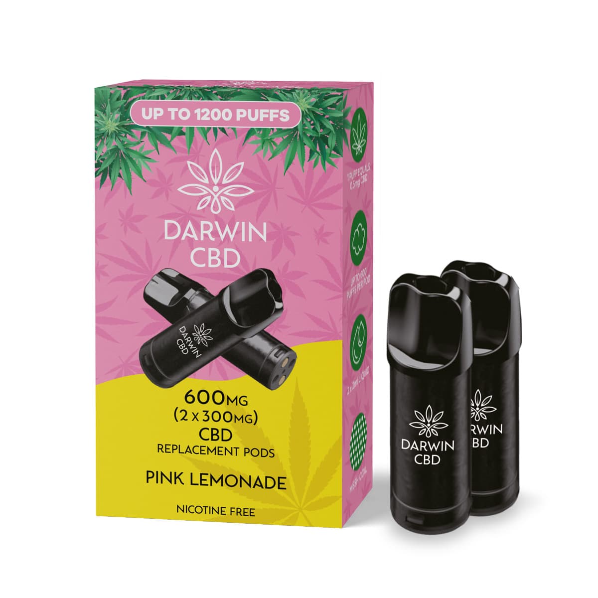 Darwin CBD 600mg (2 x 300mg) Prefilled Pod — Pink Lemonade
