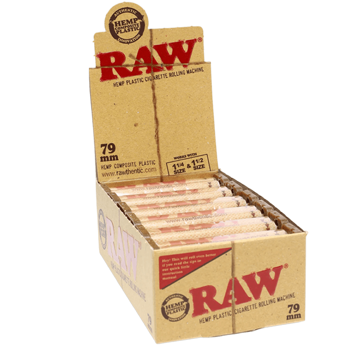 Raw Hemp Plastic Rolling Machine 79mm — Box of 12