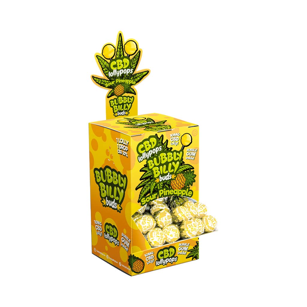 Multitrance Bubbly Billy Buds CBD Peach Fuzz Lollypops — Box of 100