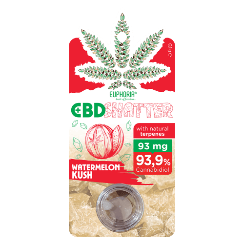 Euphoria CBD Shatter 93mg — Watermelon Kush