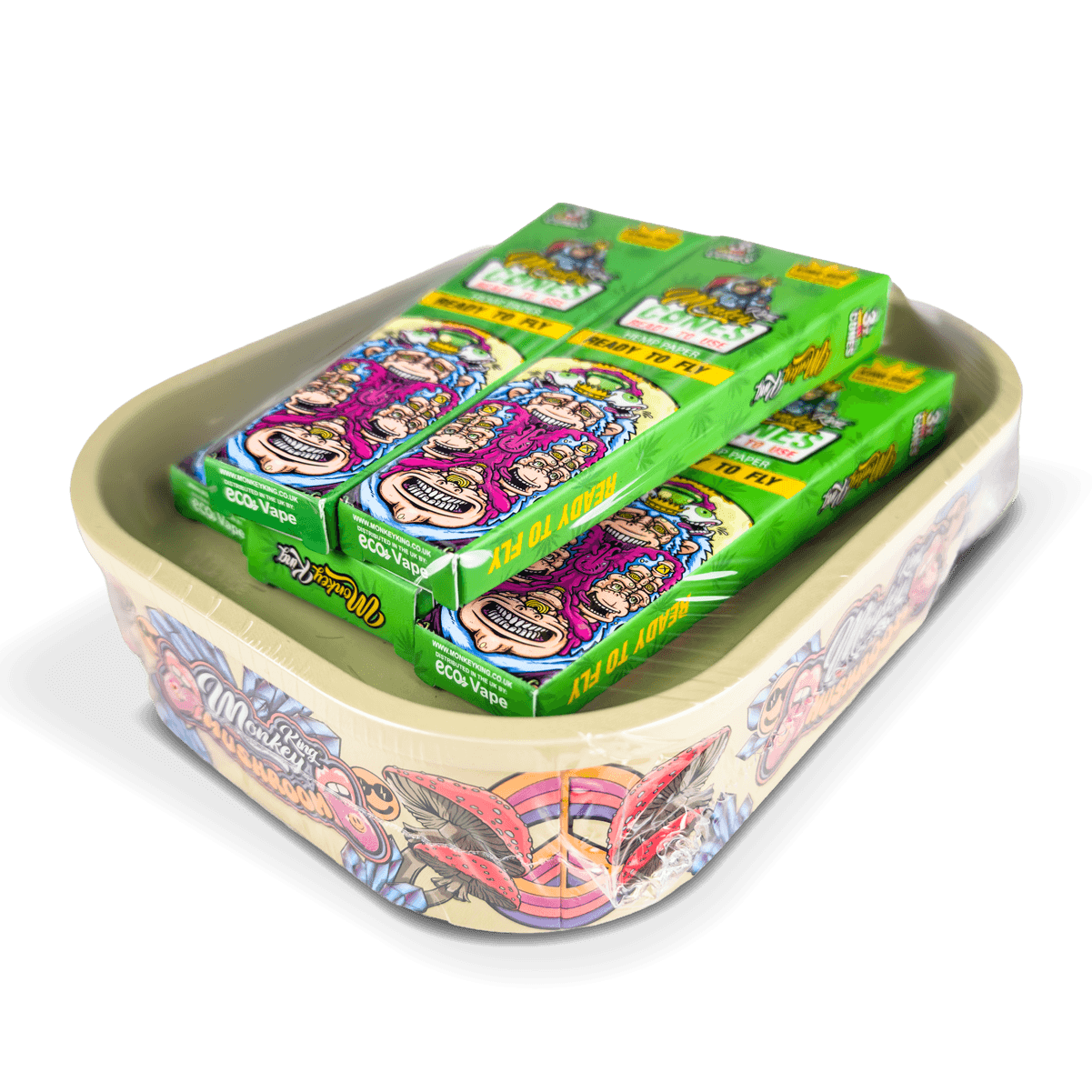 Monkey King Rolling Tray Box + Hemp Cones — Mushrooms