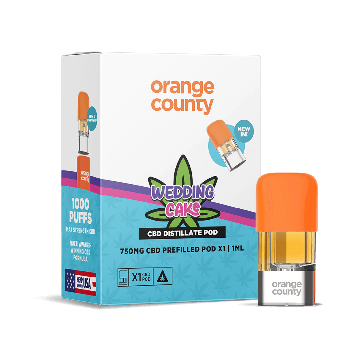 Orange County CBD Distillate Refill Pod 750mg 1ml, Wedding Cake