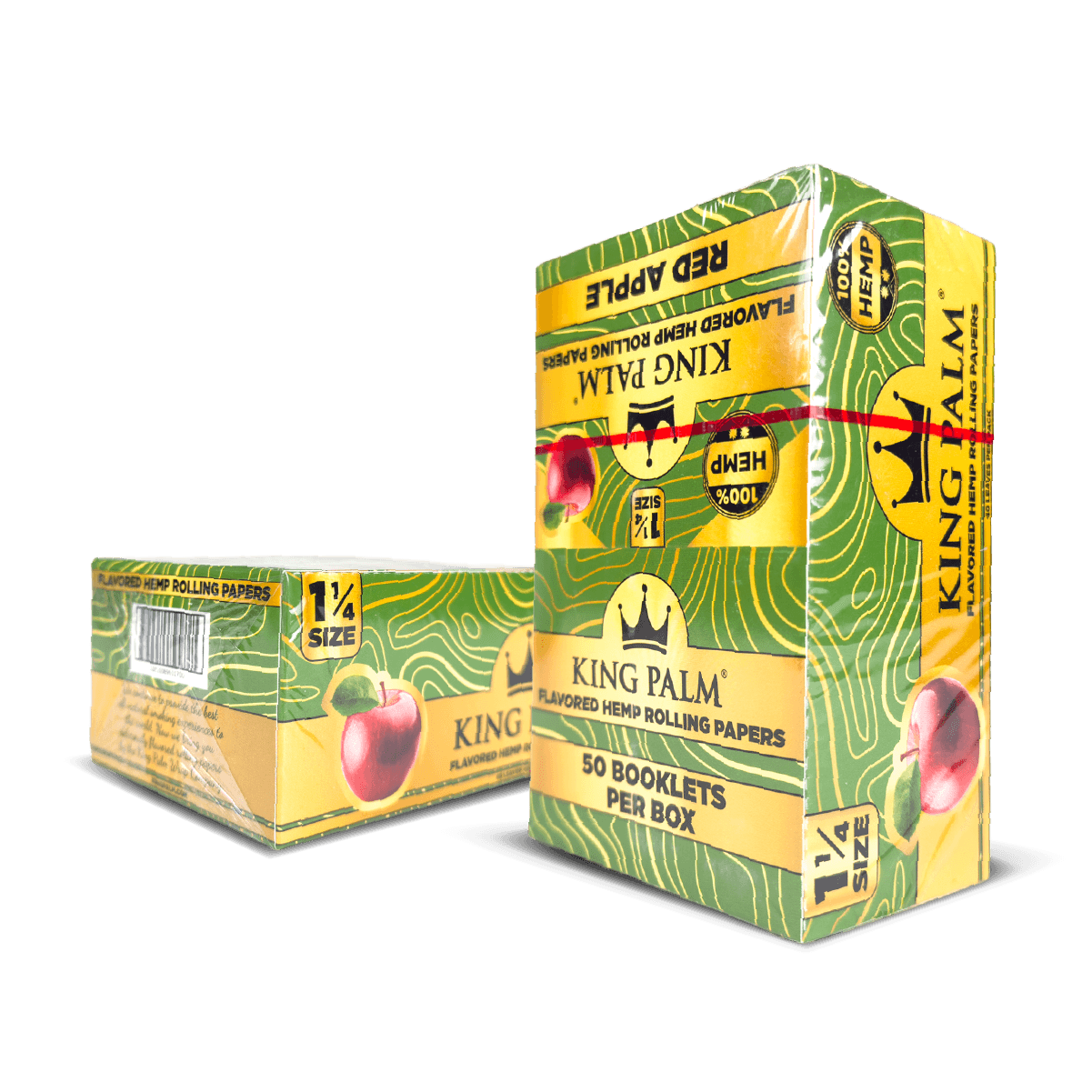 King Palm Hemp Rolling Papers — Box of 50, Red Apple