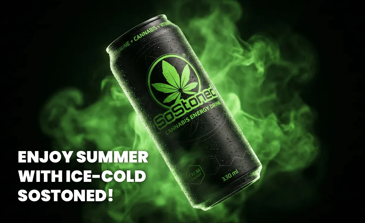 SoStoned cannabis energy drink poster artwork, one of the five in-house brands run by Euphoria Trade